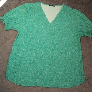 Adrianna Papell Teal V-Neck Blouse